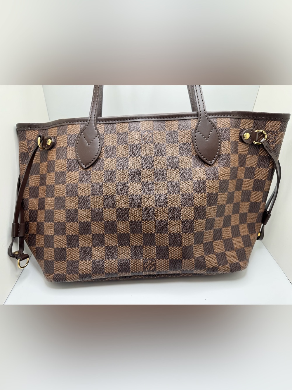 LOUIS VUITTON Neverfull PM Damier Ebene Tote Bag Red Interior - Picture 2 of 16